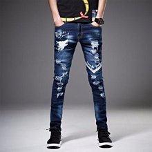 新款男士彈力破洞牛仔褲 男修身韓版破洞小腳褲 男裝時尚個性長褲鉛筆褲 磨破褲破洞褲乞丐褲-22號穿搭 歷史價格詳細信息