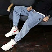 牛仔褲男 潮牌笑臉印花寬鬆長褲 韓版 潮流 九分褲 破洞休閒小腳褲 黑色牛仔褲 牛仔褲 （YC7038）【壹號站】 歷史價格詳細信息