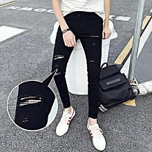 牛仔修身破褲 破洞褲 潮褲 破膝 牛仔長褲 破褲 韓版時尚百搭 男生 丹寧 休閒長褲 破洞牛仔褲（TOPK23） 歷史價格詳細信息