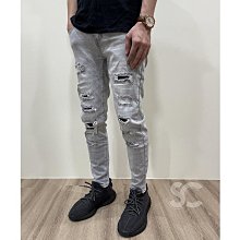 歐美潮流  淺色破洞補丁牛仔褲彈力修身小腳牛仔長褲 808·晴子寶藏屋 歷史價格詳細信息