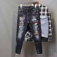 時尚彈力修身牛仔褲印花 男牛仔褲 男士褲子 男士牛仔褲彈力布料 小腳褲彈性牛仔褲牛仔男褲休閒褲微彈牛仔褲男牛仔褲修身 歷史價格詳細信息