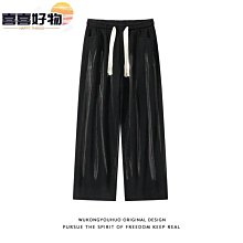 悟空有貨美式復古基礎做舊直筒牛仔褲男街頭寬鬆潮流百搭闊腿長褲 歷史價格詳細信息