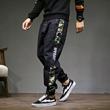 日系牛仔褲 哈倫褲 哈倫牛仔褲 單寧牛仔褲 潮流縮口褲 休閒長褲 耐磨透氣工作褲 拼接長褲 街頭潮流 價格比較,價格查詢,歷史價格詳細信息
