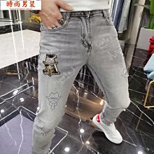 爆款男式牛仔絝子男溼韓版修身直筒彈力絝青年絝男裝 歷史價格詳細信息