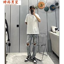 江浙滬穿搭純黑色牛仔褲男女破洞褲子美式街頭高街潮牌寬鬆微喇叭褲 歷史價格詳細信息