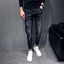 牛仔褲男士修身小腳春秋季休閒百搭男款彈力休閒褲潮牌直筒長褲子 歷史價格詳細信息