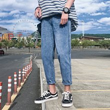 休閒港風牛仔褲新款氣質長褲青春流行男潮流潮慵懶帥氣 歷史價格詳細信息