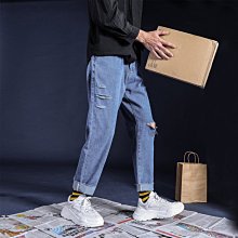 直筒牛仔庫男韓版ins拖地庫原宿風寬鬆闊腿長庫 歷史價格詳細信息