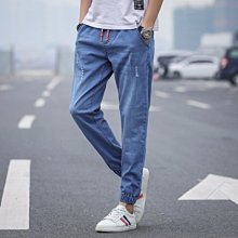 夏季九分牛仔褲 男破洞休閒褲牛仔褲 韓版青少年補丁乞丐褲子 男士9分褲 男士嘻哈高端緊身破洞 窄腳修身牛仔褲 歷史價格詳細信息