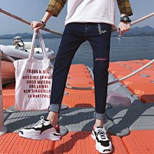 春夏男式新款牛仔褲男青少年韓版修身時尚百搭九分褲小腳男褲 Y931 歷史價格詳細信息