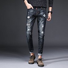 新款男士彈力破洞牛仔褲 男修身韓版破洞小腳褲 男裝時尚個性長褲鉛筆褲 磨破褲破洞褲乞丐褲-22號穿搭 歷史價格詳細信息