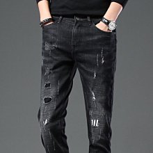港風牛仔褲男士微彈高腰潮流水洗寬鬆做舊拉鏈潮流休閒 歷史價格詳細信息