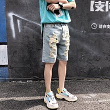 港風復古破洞丹寧牛仔短褲男夏季潮牌炸街痞帥褲子百搭寬鬆闊腿五分褲 歷史價格詳細信息