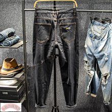 熱賣.直筒牛仔褲男 牛仔破褲 韓版牛仔褲 休閑長褲 牛仔九分褲男生牛仔長褲休閑百搭 破洞牛仔褲 束口-勁霸服飾 歷史價格詳細信息