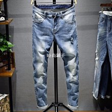 新款男士彈力破洞牛仔褲 男修身韓版破洞小腳褲 男裝時尚個性長褲鉛筆褲 磨破褲破洞褲乞丐褲-22號穿搭 歷史價格詳細信息