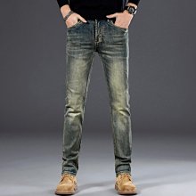 港版復古男式磨白彈力牛仔褲男青年高端品質刺繡微哈小直筒褲 歷史價格詳細信息
