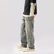 做舊黃泥色直筒牛仔長褲男士中腰寬鬆流行水洗闊腿微喇叭褲 歷史價格詳細信息