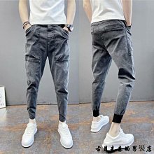 牛仔褲男 束腳褲 牛仔小腳褲 男生長褲 縮口牛仔褲 休閑褲男 韓版長褲 百搭小腳長褲 韓版九分工裝褲男 男生衣著 歷史價格詳細信息
