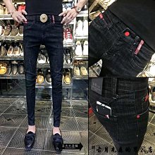 牛仔長褲 牛仔褲 網紅褲子男抖音韓版潮流九分乞丐直筒寬松潮牌ins港風破洞牛仔褲-潮流精選 歷史價格詳細信息