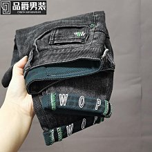 黑灰色牛仔褲男春秋3新款高級輕奢潮流緊身窄管男士長褲子-毛毛男裝 歷史價格詳細信息