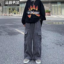 牛仔褲男 燈芯絨 壓力褲男 排汗褲 落地長褲 多袋牛仔褲 排扣牛仔褲 街舞褲 ins高街工裝褲男秋季-毛毛男裝 歷史價格詳細信息