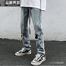 美式高街褲子男歐美潮牌hiphop拖地牛仔褲男印花痞帥闊腿工裝長褲 歷史價格詳細信息
