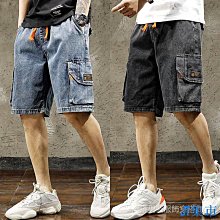 夏天多口袋工裝牛仔短褲男五分夏季寬鬆七分五分褲5分7分馬褲 歷史價格詳細信息