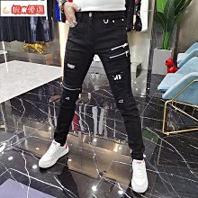 新品 破洞牛仔褲男窄管寬鬆韓版潮流破褲子9分緊身春夏季薄款九分褲-可開發票 歷史價格詳細信息