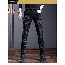 【緊身牛仔褲】♦✙春夏季高級輕奢新款牛仔褲男流行中腰胖子顯瘦氣質港風緊身休閒褲 歷史價格詳細信息