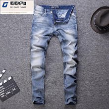 外貿復古牛仔褲 男潮牌直筒懷舊寬鬆彈力韓版修身做舊長褲 歷史價格詳細信息