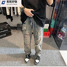 水洗牛仔庫男 夏季薄款 高街復古 港風闊腿庫 ins小眾 簡約百搭 直筒闊腿庫 歷史價格詳細信息