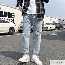 寬鬆小腳牛仔褲 淺色牛仔破壞褲小尺碼大尺碼*OLDNICK老尼克* 04012017-8 歷史價格詳細信息