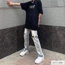 男士破洞美式高街彈力牛仔長褲修身新款男士時尚破洞青年 歷史價格詳細信息