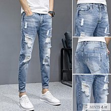 牛仔破褲男生個性乞丐破褲 夏季男士破洞牛仔褲男韓版潮流緊身窄管刮爛 九分褲子 刷破牛仔褲 丹寧牛仔褲 歷史價格詳細信息