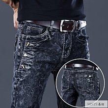 牛仔長褲 牛仔褲 網紅褲子男抖音韓版潮流九分乞丐直筒寬松潮牌ins港風破洞牛仔褲-潮流精選 歷史價格詳細信息