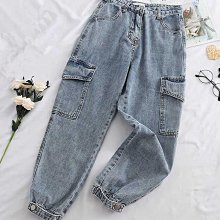 牛仔褲男士束腳松緊腰大碼工裝休閑哈倫九分褲子春秋季2023年新款 歷史價格詳細信息