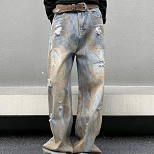 美式復古做舊黃藍色微喇叭牛仔褲春夏新款高腰修身顯瘦馬蹄長褲 歷史價格詳細信息