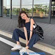 牛仔連體褲女高腰顯瘦百搭設計感小眾減齡復古港味別致直筒背帶褲 歷史價格詳細信息