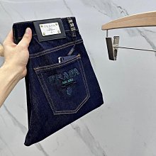 代購  男士藍色印花logo休閒牛仔褲時尚百搭輕奢修身顯瘦小腳牛仔長褲 28-36 歷史價格詳細信息