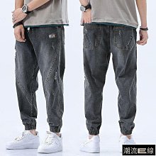 牛仔褲男 潮牌束腳褲 牛仔破褲 修身小腳褲 韓版長褲 潮流休閑褲 男生九分褲 黑灰色牛仔長褲 工作褲寬鬆直筒褲-潮流精選 歷史價格詳細信息