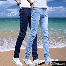夏季純色彈力牛仔ku韓版修身小腳修身男士緊身ku青年修身牛仔ku 歷史價格詳細信息