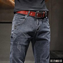 牛仔褲男士修身小腳春秋季休閒百搭男款彈力休閒褲潮牌直筒長褲子 歷史價格詳細信息