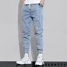 春夏季束腳牛仔褲男 潮牌學生工裝哈倫褲 寬鬆韓版潮流百搭鬆緊褲子 工裝褲 工作褲 男生長褲 休閒褲 運動褲 束口褲 歷史價格詳細信息