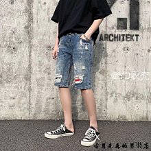 牛仔短褲男 夏季補丁牛仔褲 韓版直筒褲 男生休閒短褲 潮流牛仔褲 牛仔破褲 破洞短褲 夏季五分褲 男生衣著 歷史價格詳細信息