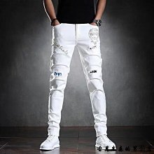 白色牛仔褲男 緊身牛仔褲男 韓版長褲 日系韓版牛仔長褲 男生素色牛仔褲 男性休閑長褲 寬鬆直筒彈力潮牌休閒褲子-潮男服飾 歷史價格詳細信息