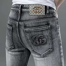 新款時尚牛仔褲男百搭秋款潮流拼接做舊藍色個性韓版修身小腳長褲 歷史價格詳細信息