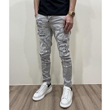 歐美潮流 水泥霧灰完美紳士破壞牛仔褲 牛仔破褲 男生破褲 淺色牛仔褲 內補釘設計窄管 修飾身型 歷史價格詳細信息
