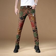 潮流時尚休閒印花牛仔褲男士高街國潮設計休閒直筒闊腿褲 歷史價格詳細信息