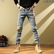 布貼個性破洞牛仔褲男直筒淺色乞丐褲男生褲子夏季新款韓版潮流爛 歷史價格詳細信息