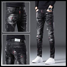 27~34 新款中腰破洞牛仔褲男 補丁不透風 油漆潑墨 高街 潮牌 個性 水洗印花褲 刷破牛仔褲 ins復古 價格比較,價格查詢,歷史價格詳細信息